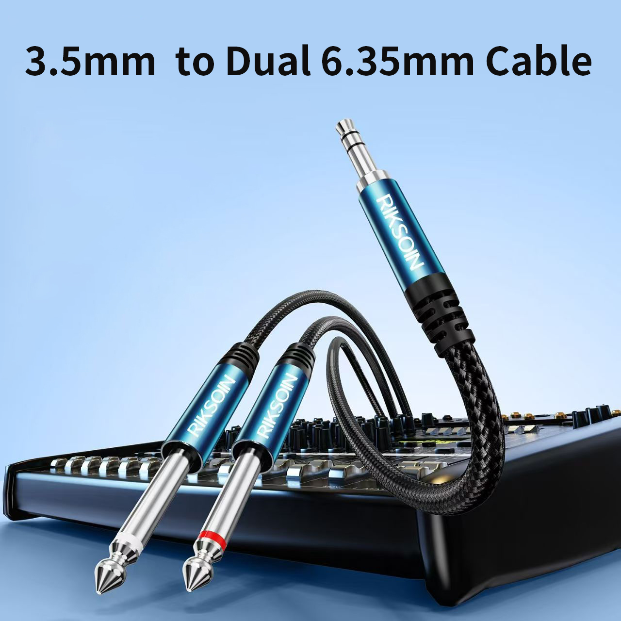 Audio Music Splitter - 3.5mm TRS to Dual 6.35mm TS