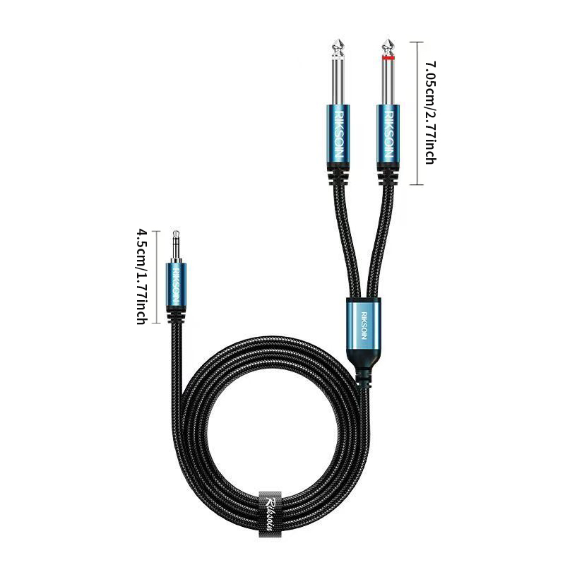 3.5mm TRS to Dual 6.35mm TS Br - Audio Music Splitter 评论和价格