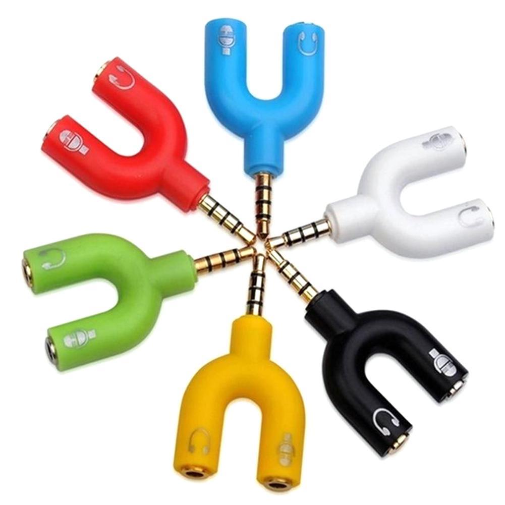 1PC Dual 3.5MM U Type Adapter  - Audio Music Splitter 评论和价格