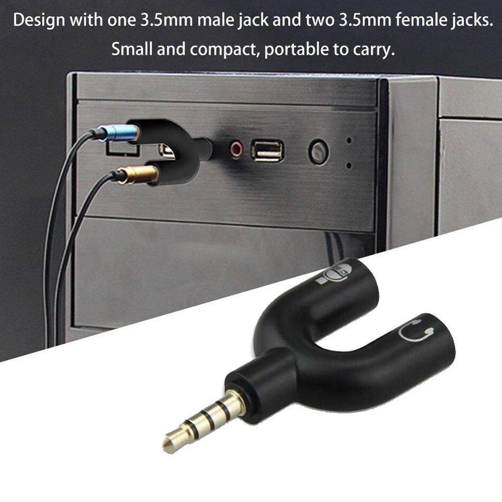 1PC Dual 3.5MM U Type Adapter  - Audio Music Splitter 评论和价格