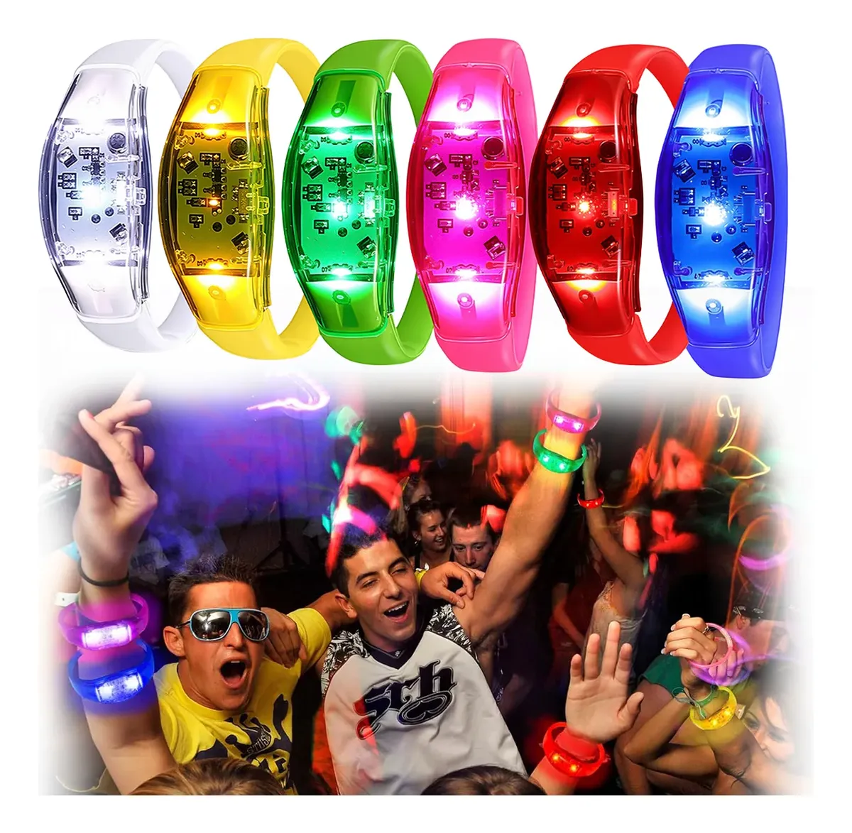 6PCS LED Bracelets Sound Activ - Audio Music Light 评论和价格