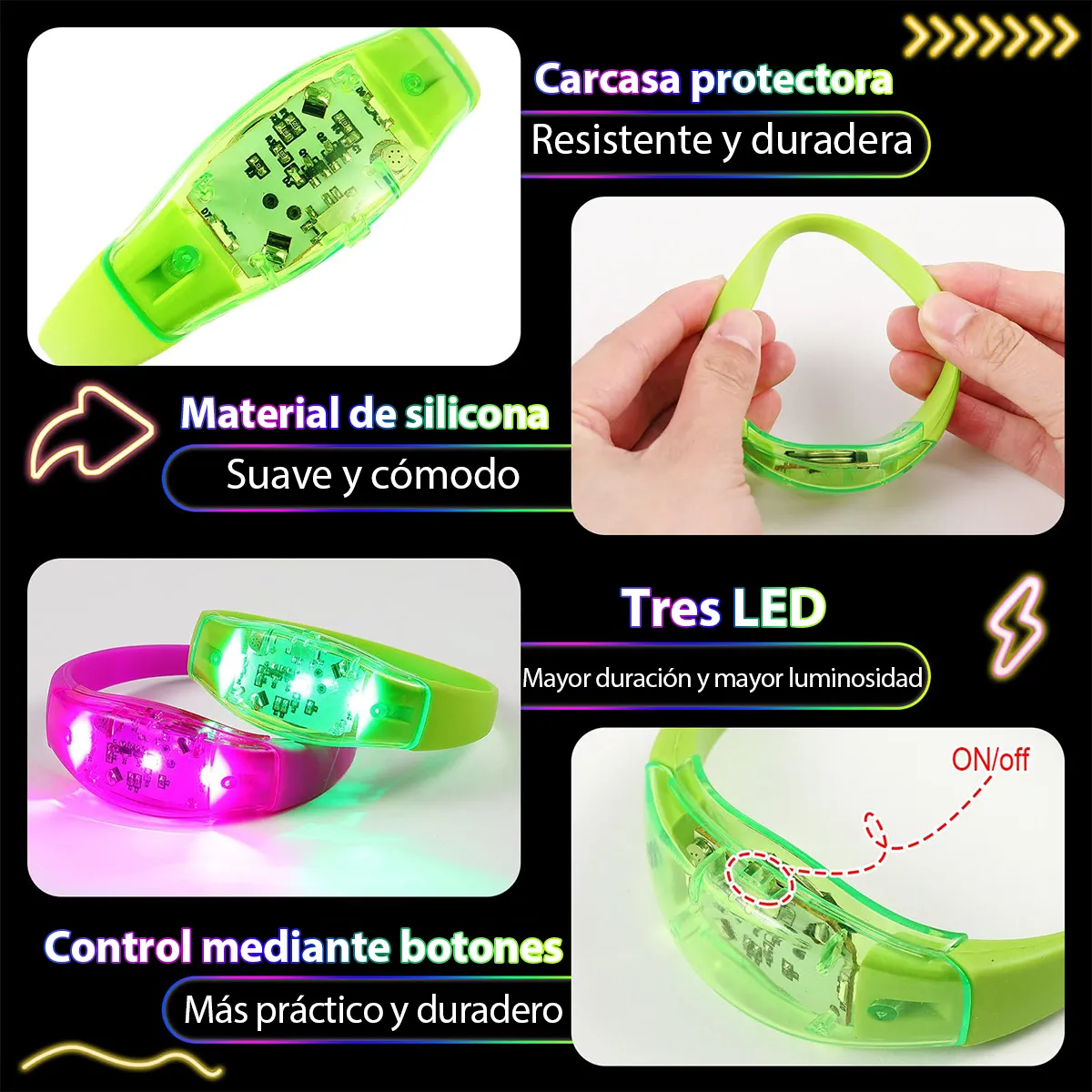 6PCS LED Bracelets Sound Activ - Audio Music Light 评论和价格